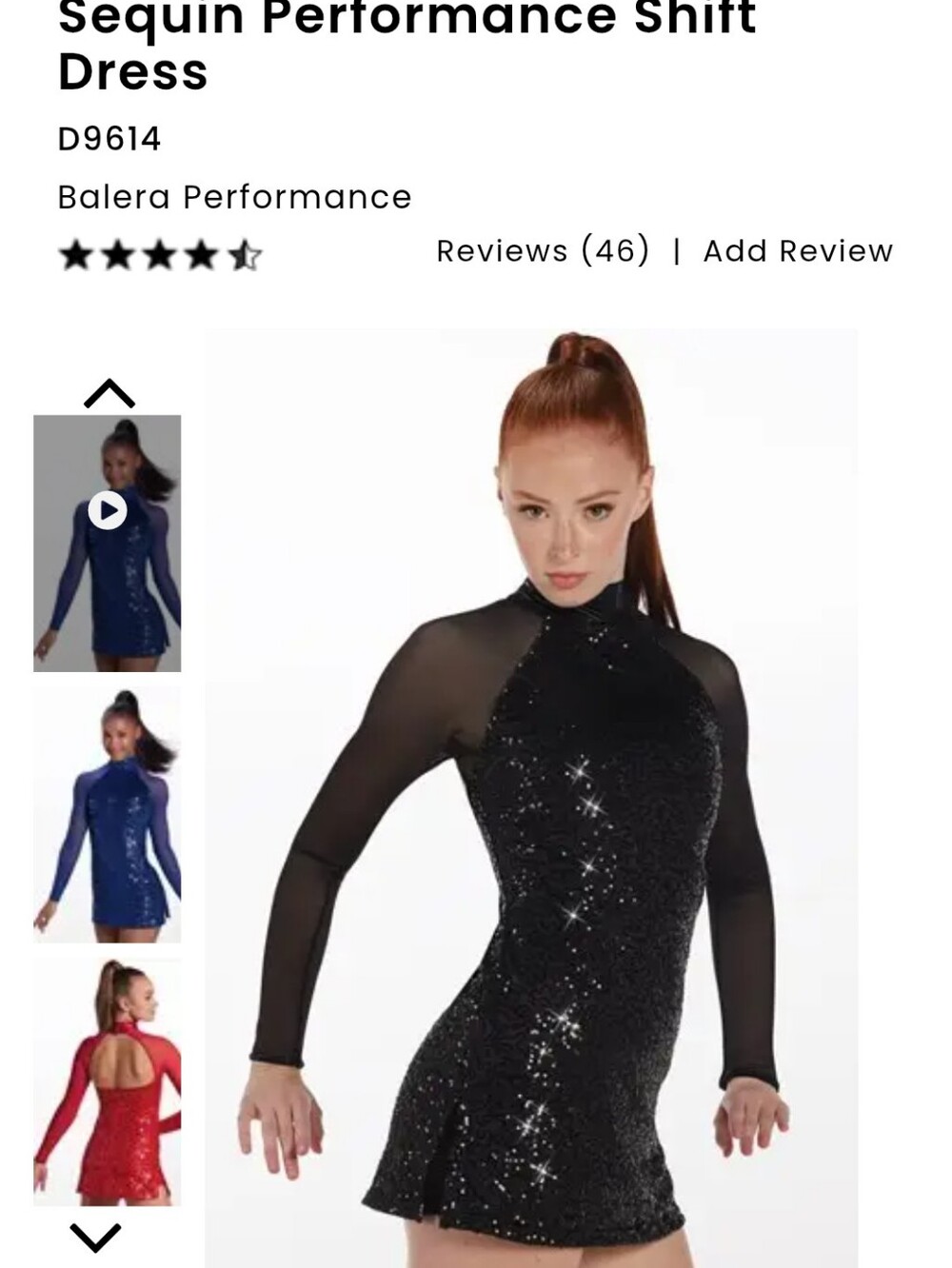 balera Black Sequin Long-Sleeve Dance Costume